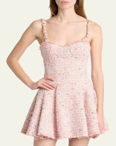 Balmain Tweed Sleeveless Flared Mini Dress | Thumbnail 8 Balmain Tweed Sleeveless Flared Mini Dress | Thumbnail 8