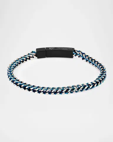 Tateossian Men 's Chevron Click Bracelet In Matte Blue Black | Thumbnail 2 Tateossian Men 's Chevron Click Bracelet In Matte Blue Black | Thumbnail 2