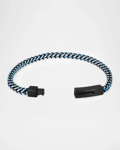 Tateossian Men 's Chevron Click Bracelet In Matte Blue Black | Thumbnail 3 Tateossian Men 's Chevron Click Bracelet In Matte Blue Black | Thumbnail 3