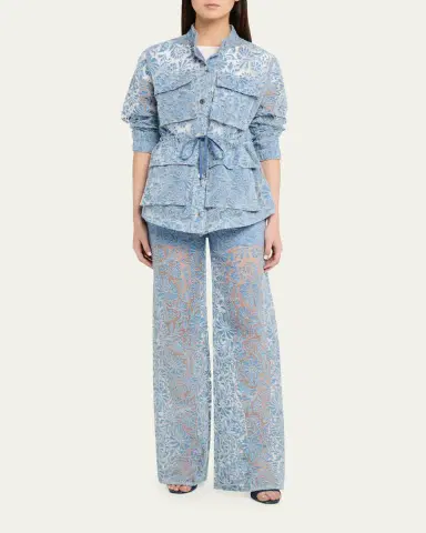 Veronica Beard Lane Sheer Floral Denim Jacket | Thumbnail 2 Veronica Beard Lane Sheer Floral Denim Jacket | Thumbnail 2