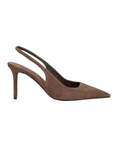 Brunello Cucinelli 100mm Suede Monili-Heel Slingback Pumps | Thumbnail 1 Brunello Cucinelli 100mm Suede Monili-Heel Slingback Pumps | Thumbnail 1