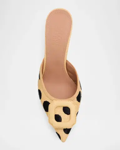 Malone Souliers 70mm Mona Polka-Dot Raffia Buckle Mules | Thumbnail 4 Malone Souliers 70mm Mona Polka-Dot Raffia Buckle Mules | Thumbnail 4