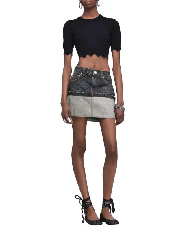 Cuffed Denim Mini Skirt Cuffed Denim Mini Skirt
