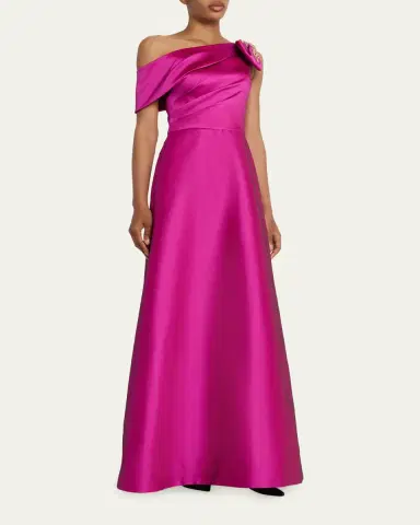 Rickie Freeman for Teri Jon Draped One-Shoulder Bow Gown | Thumbnail 4 Rickie Freeman for Teri Jon Draped One-Shoulder Bow Gown | Thumbnail 4