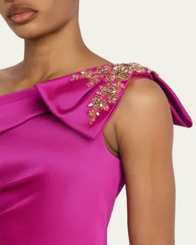 Rickie Freeman for Teri Jon Draped One-Shoulder Bow Gown | Thumbnail 5 Rickie Freeman for Teri Jon Draped One-Shoulder Bow Gown | Thumbnail 5
