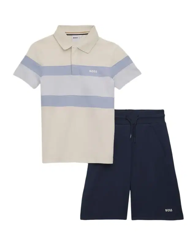 Boy 's Polo Shirt and Bermuda Shorts Set, Size 8- Boy 's Polo Shirt and Bermuda Shorts Set, Size 8-