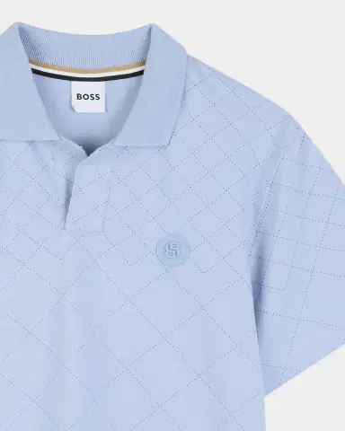 BOSS Boy 's Quilted-Effect Stretch Cotton Polo Shirt, Size 8-16 | Thumbnail 3 BOSS Boy 's Quilted-Effect Stretch Cotton Polo Shirt, Size 8-16 | Thumbnail 3