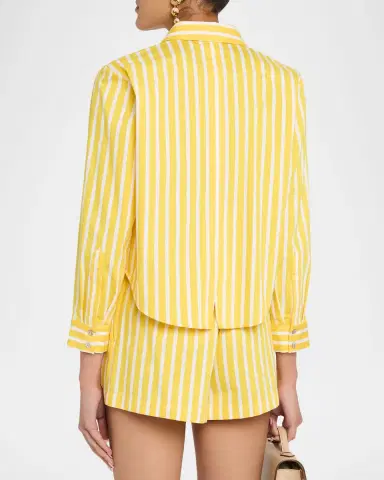 L'Agence Cosette Striped Cropped Shirt | Thumbnail 3 L'Agence Cosette Striped Cropped Shirt | Thumbnail 3