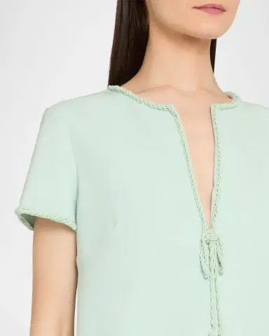 Oscar de la Renta Beaded Short-Sleeve Crepe Mini Dress | Thumbnail 5 Oscar de la Renta Beaded Short-Sleeve Crepe Mini Dress | Thumbnail 5