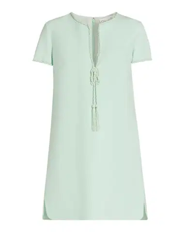 Oscar de la Renta Beaded Short-Sleeve Crepe Mini Dress | Thumbnail 1 Oscar de la Renta Beaded Short-Sleeve Crepe Mini Dress | Thumbnail 1
