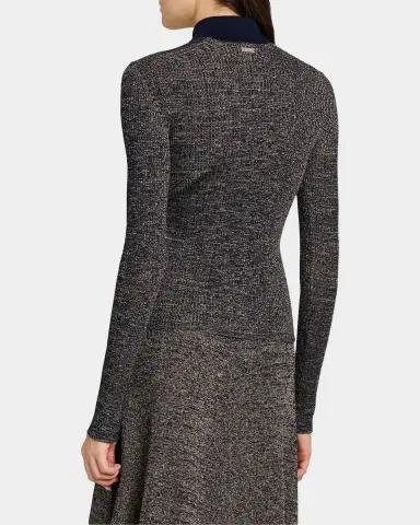 Ferragamo Linen Rib Long-Sleeve Polo Sweater | Thumbnail 3 Ferragamo Linen Rib Long-Sleeve Polo Sweater | Thumbnail 3