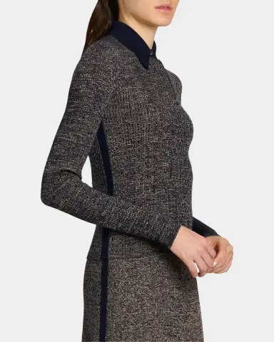 Ferragamo Linen Rib Long-Sleeve Polo Sweater | Thumbnail 6 Ferragamo Linen Rib Long-Sleeve Polo Sweater | Thumbnail 6