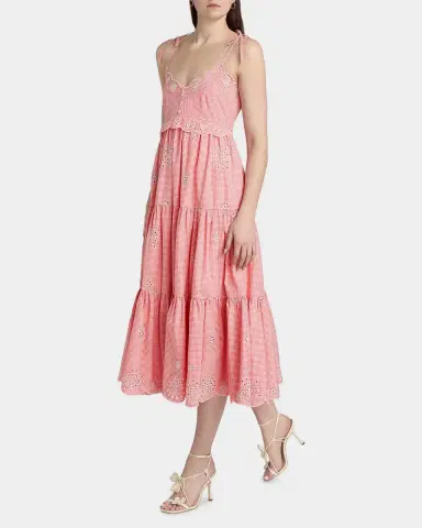 Cinq à Sept Darcey Gingham Eyelet Midi-Dress | Thumbnail 7 Cinq à Sept Darcey Gingham Eyelet Midi-Dress | Thumbnail 7