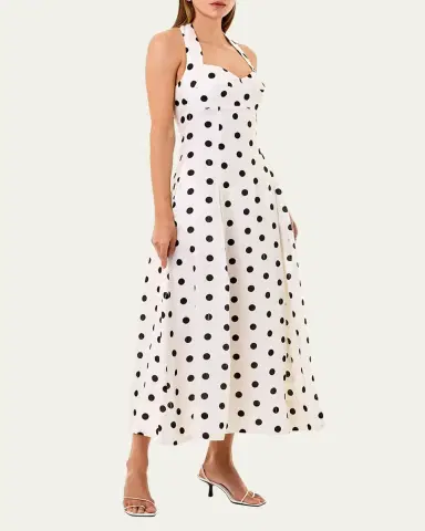 NICHOLAS Seraphina Pleated Polka Dot Halter Midi Dress | Thumbnail 4 NICHOLAS Seraphina Pleated Polka Dot Halter Midi Dress | Thumbnail 4