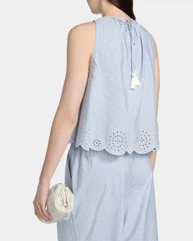 Cinq à Sept Jessa Gingham Eyelet Cotton-Blend Top | Thumbnail 2 Cinq à Sept Jessa Gingham Eyelet Cotton-Blend Top | Thumbnail 2