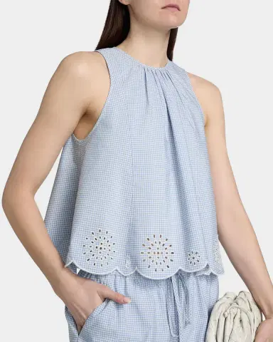 Cinq à Sept Jessa Gingham Eyelet Cotton-Blend Top | Thumbnail 4 Cinq à Sept Jessa Gingham Eyelet Cotton-Blend Top | Thumbnail 4