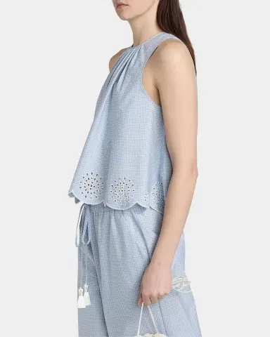 Cinq à Sept Jessa Gingham Eyelet Cotton-Blend Top | Thumbnail 6 Cinq à Sept Jessa Gingham Eyelet Cotton-Blend Top | Thumbnail 6