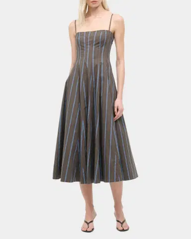 Staud Wylie Striped Stretch-Cotton A-Line Midi-Dress | Thumbnail 2 Staud Wylie Striped Stretch-Cotton A-Line Midi-Dress | Thumbnail 2