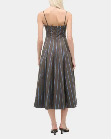 Staud Wylie Striped Stretch-Cotton A-Line Midi-Dress | Thumbnail 3 Staud Wylie Striped Stretch-Cotton A-Line Midi-Dress | Thumbnail 3