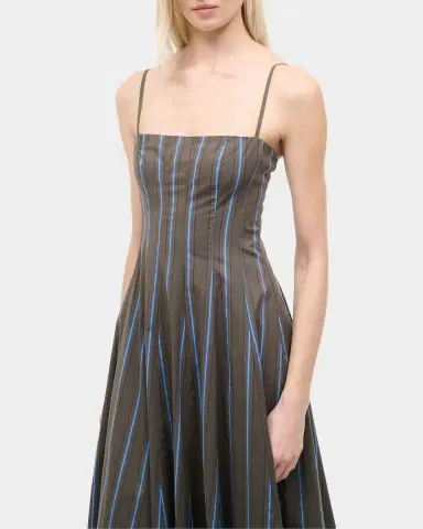 Staud Wylie Striped Stretch-Cotton A-Line Midi-Dress | Thumbnail 4 Staud Wylie Striped Stretch-Cotton A-Line Midi-Dress | Thumbnail 4