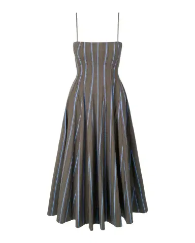 Staud Wylie Striped Stretch-Cotton A-Line Midi-Dress | Thumbnail 1 Staud Wylie Striped Stretch-Cotton A-Line Midi-Dress | Thumbnail 1