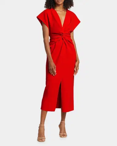 PRABAL GURUNG Jackie Twisted Cap-Sleeve Midi Dress | Thumbnail 2 PRABAL GURUNG Jackie Twisted Cap-Sleeve Midi Dress | Thumbnail 2