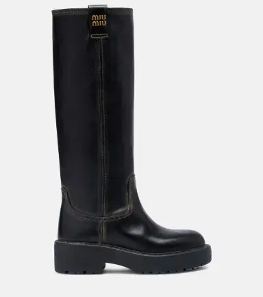 Miu Miu Logo leather knee-high boots | Thumbnail 3 Miu Miu Logo leather knee-high boots | Thumbnail 3