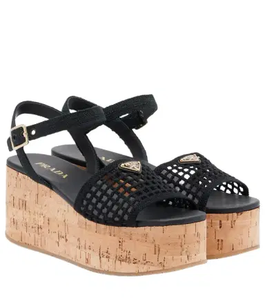 Prada Crochet wedge sandals | Thumbnail 1 Prada Crochet wedge sandals | Thumbnail 1