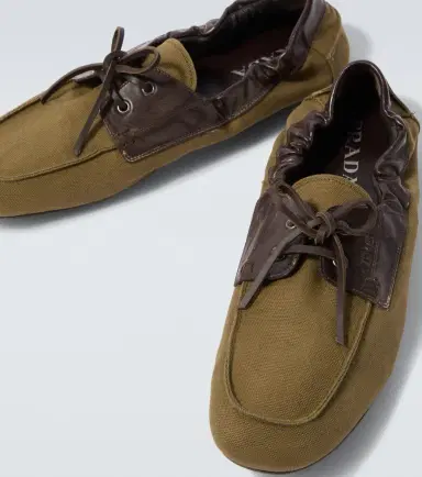 Prada Shuffle leather-trimmed canvas boat shoes | Thumbnail 5 Prada Shuffle leather-trimmed canvas boat shoes | Thumbnail 5