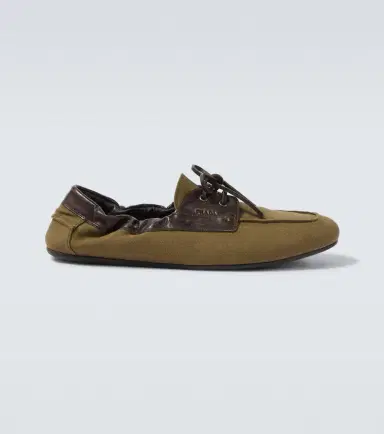 Prada Shuffle leather-trimmed canvas boat shoes | Thumbnail 6 Prada Shuffle leather-trimmed canvas boat shoes | Thumbnail 6