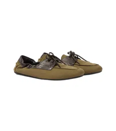 Prada Shuffle leather-trimmed canvas boat shoes | Thumbnail 1 Prada Shuffle leather-trimmed canvas boat shoes | Thumbnail 1