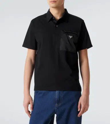 Prada Re-Nylon-trimmed cotton-blend polo shirt | Thumbnail 4 Prada Re-Nylon-trimmed cotton-blend polo shirt | Thumbnail 4