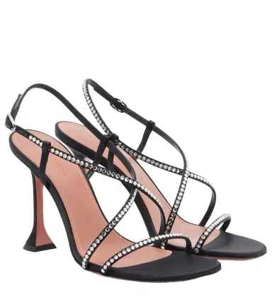 Amina Muaddi Sally crystal-embellished satin sandals | Thumbnail 1 Amina Muaddi Sally crystal-embellished satin sandals | Thumbnail 1