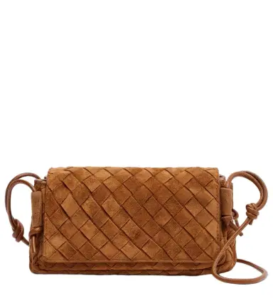 Bottega Veneta Notturno Intrecciato suede crossbody bag | Thumbnail 1 Bottega Veneta Notturno Intrecciato suede crossbody bag | Thumbnail 1