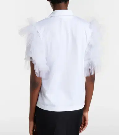 NOIR KEI NINOMIYA Tulle-trimmed cotton polo shirt | Thumbnail 3 NOIR KEI NINOMIYA Tulle-trimmed cotton polo shirt | Thumbnail 3