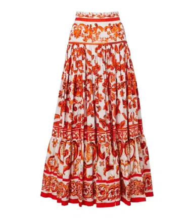 Dolce & Gabbana Majolica cotton poplin maxi skirt | Thumbnail 1 Dolce & Gabbana Majolica cotton poplin maxi skirt | Thumbnail 1