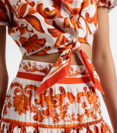 Dolce & Gabbana Majolica cropped cotton poplin blouse | Thumbnail 2 Dolce & Gabbana Majolica cropped cotton poplin blouse | Thumbnail 2