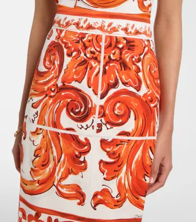 Dolce & Gabbana Majolica silk-blend charmeuse pencil skirt | Thumbnail 3 Dolce & Gabbana Majolica silk-blend charmeuse pencil skirt | Thumbnail 3
