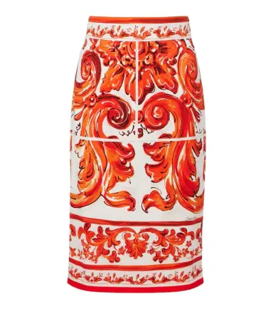 Dolce & Gabbana Majolica silk-blend charmeuse pencil skirt | Thumbnail 1 Dolce & Gabbana Majolica silk-blend charmeuse pencil skirt | Thumbnail 1