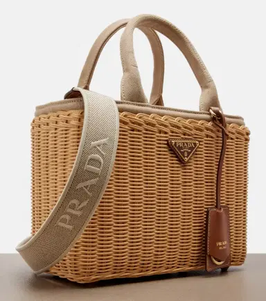 Prada Medium wicker and canvas tote bag | Thumbnail 3 Prada Medium wicker and canvas tote bag | Thumbnail 3
