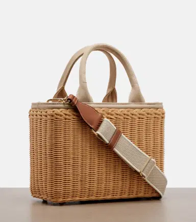 Prada Medium wicker and canvas tote bag | Thumbnail 4 Prada Medium wicker and canvas tote bag | Thumbnail 4