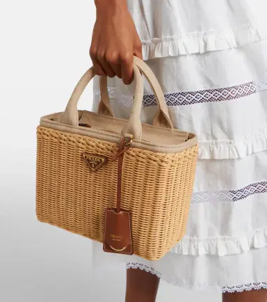 Prada Medium wicker and canvas tote bag | Thumbnail 6 Prada Medium wicker and canvas tote bag | Thumbnail 6