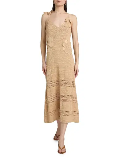 Ramy Brook Women's Camille Floral Appliqué Cotton Crochet Midi-Dress - Sandstone | Thumbnail 2 Ramy Brook Women's Camille Floral Appliqué Cotton Crochet Midi-Dress - Sandstone | Thumbnail 2
