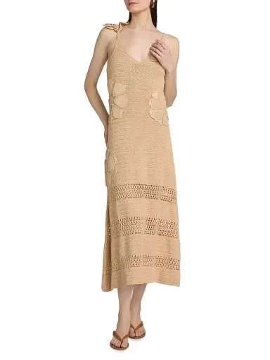 Ramy Brook Women's Camille Floral Appliqué Cotton Crochet Midi-Dress - Sandstone | Thumbnail 3 Ramy Brook Women's Camille Floral Appliqué Cotton Crochet Midi-Dress - Sandstone | Thumbnail 3