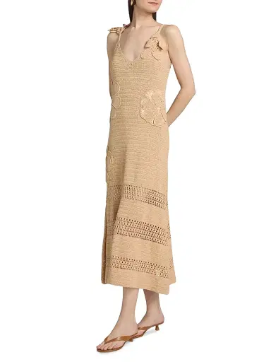 Ramy Brook Women's Camille Floral Appliqué Cotton Crochet Midi-Dress - Sandstone | Thumbnail 4 Ramy Brook Women's Camille Floral Appliqué Cotton Crochet Midi-Dress - Sandstone | Thumbnail 4