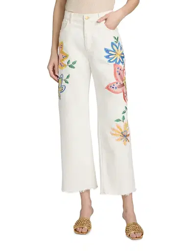 Ramy Brook Women's Amber Floral-Embroidered Jeans - White Embroidered - Size 31 | Thumbnail 3 Ramy Brook Women's Amber Floral-Embroidered Jeans - White Embroidered - Size 31 | Thumbnail 3