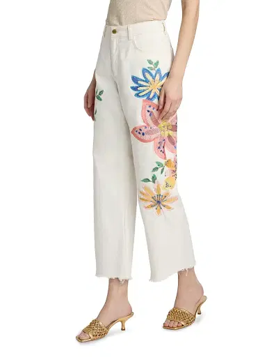 Ramy Brook Women's Amber Floral-Embroidered Jeans - White Embroidered - Size 31 | Thumbnail 4 Ramy Brook Women's Amber Floral-Embroidered Jeans - White Embroidered - Size 31 | Thumbnail 4