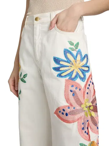 Ramy Brook Women's Amber Floral-Embroidered Jeans - White Embroidered - Size 31 | Thumbnail 6 Ramy Brook Women's Amber Floral-Embroidered Jeans - White Embroidered - Size 31 | Thumbnail 6