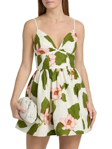 Cara Cara Women's Pero Floral Linen Minidress - Lotus | Thumbnail 3 Cara Cara Women's Pero Floral Linen Minidress - Lotus | Thumbnail 3