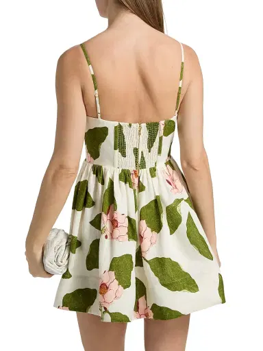 Cara Cara Women's Pero Floral Linen Minidress - Lotus | Thumbnail 5 Cara Cara Women's Pero Floral Linen Minidress - Lotus | Thumbnail 5